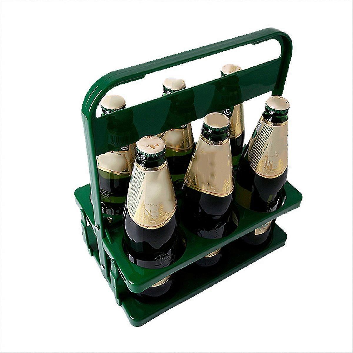Faltbarer Bierflaschenhalter Mit 6 Löchern, Grüner Glashalter Für Die Bar, Tragbarer Getränkeorganizer