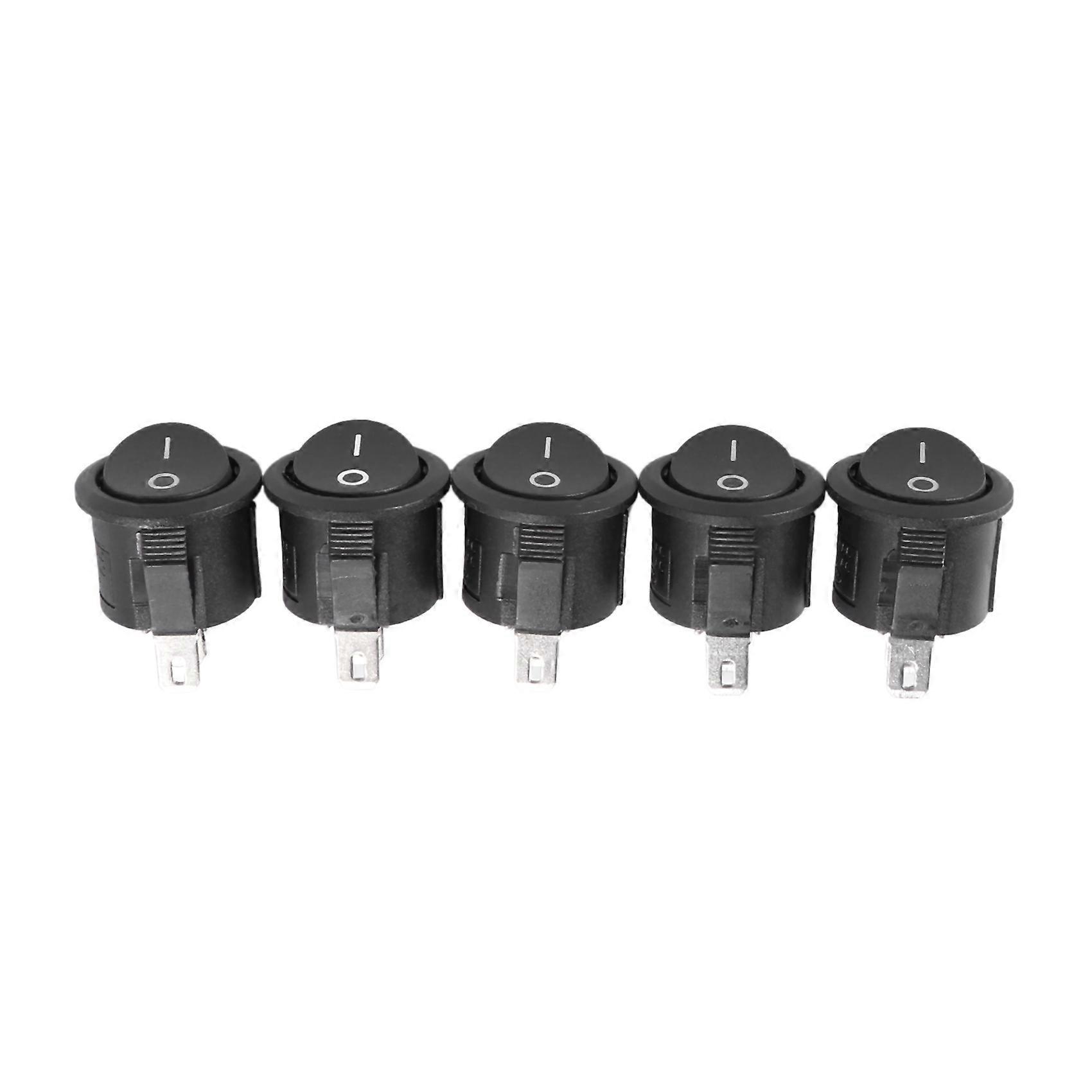 5 Stück Spst Schwarze Ein/aus-rundschalter Mit Druckknopf, Ac 6a/125v 3a/250v