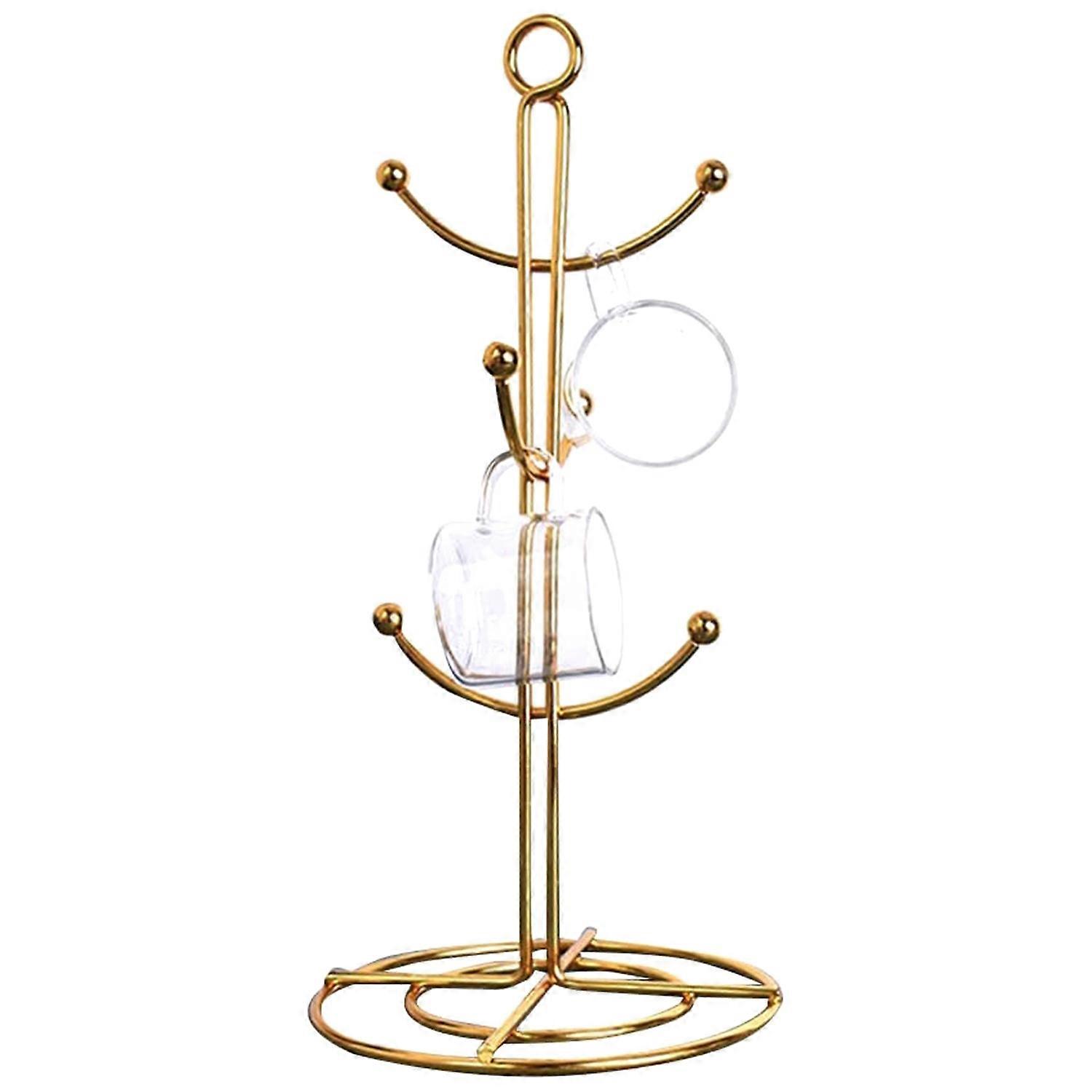 Küchen-tassenständer Mit 6 Haken, Kaffeetassentrockner, Gold
