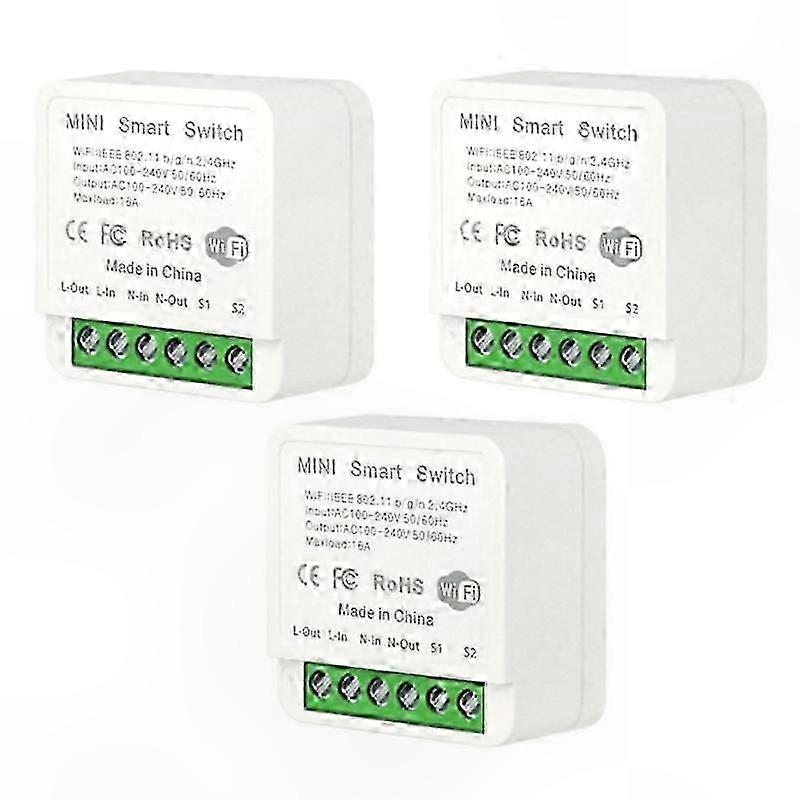 3er-pack 16a Wlan-smart-schalter Mit Stromüberwachung, Kompatibel Mit Alexa Und Google Assistant, Mini-leistungsschalter Für Die Hausautomation