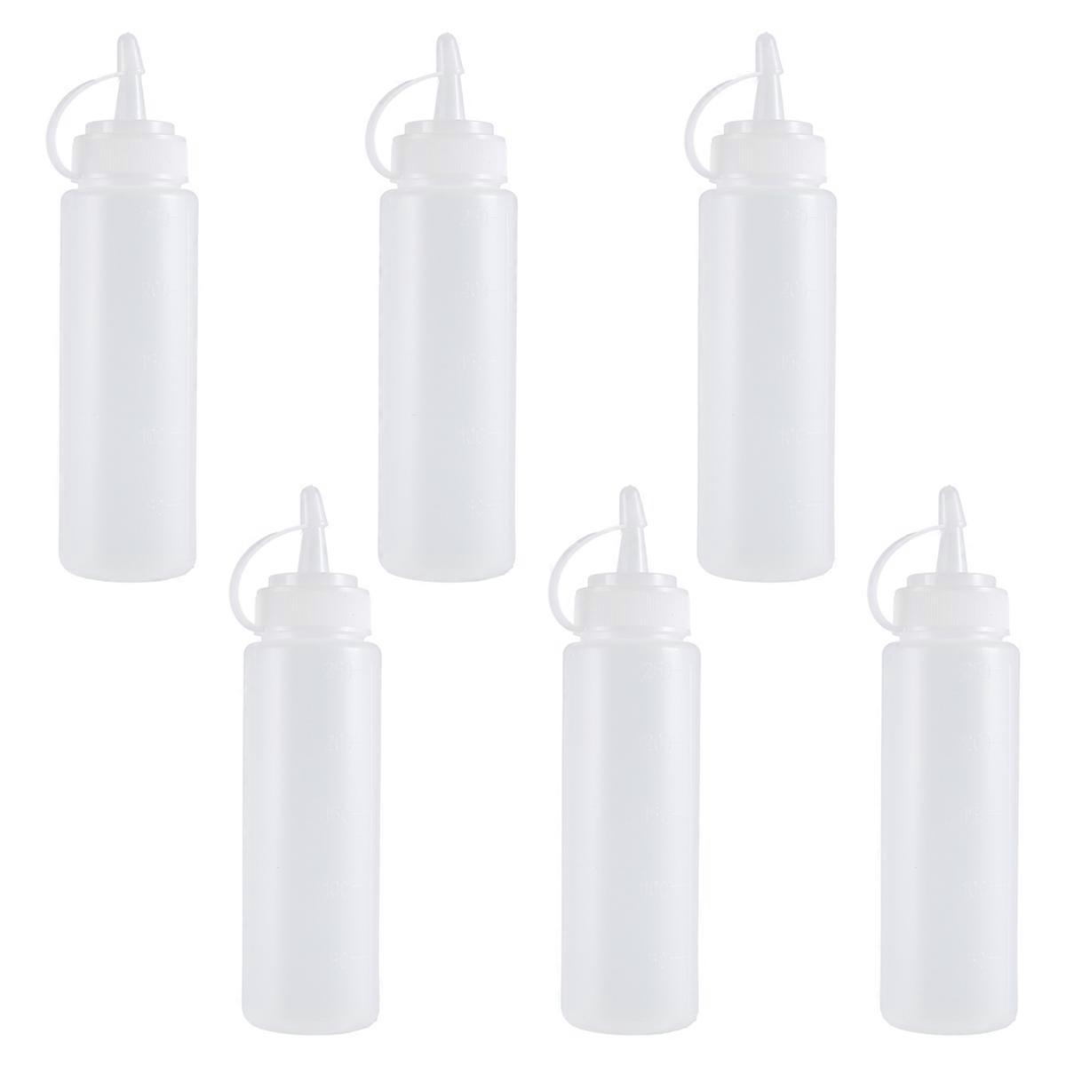 6 Durchsichtige, Weiße Kunststoff-quetschflaschen Für Soßen, Ketchup, Öl (8 Oz)