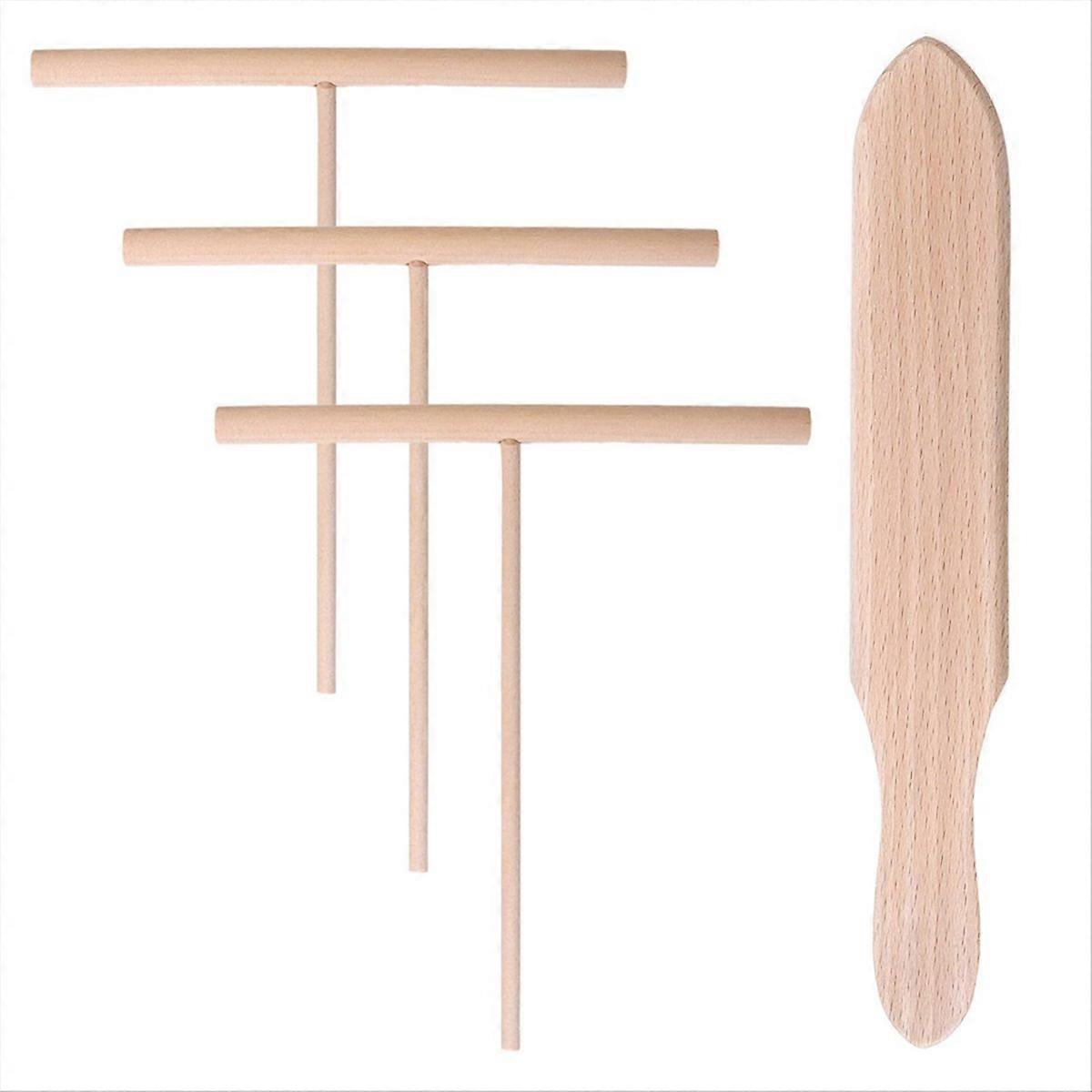 Spatelset Aus Holzstäbchen Zum Verteilen Von Pfannkuchenteig, 4er-set