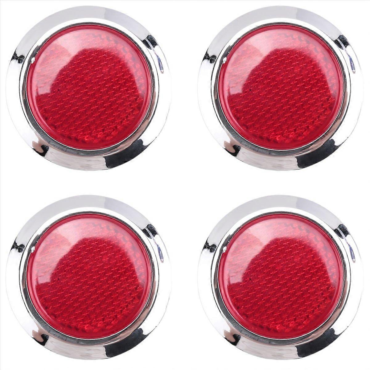 4 Stück Auto-reflektoraufkleber Aus Kunststoff, Rund, Rot