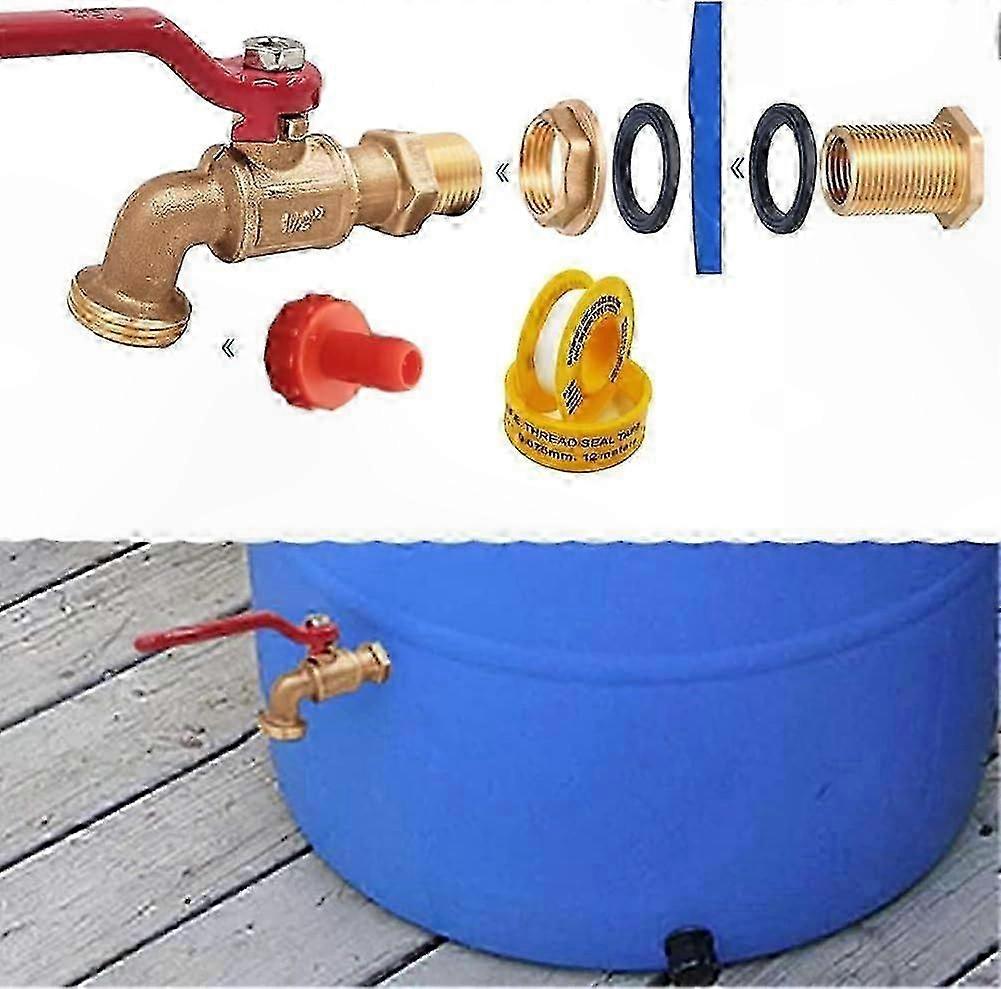 Messinghahn Für Wasserfässer, Robuster Regenwasserhahn Für Die Regenwassernutzung, Langlebiges Entwässerungsset
