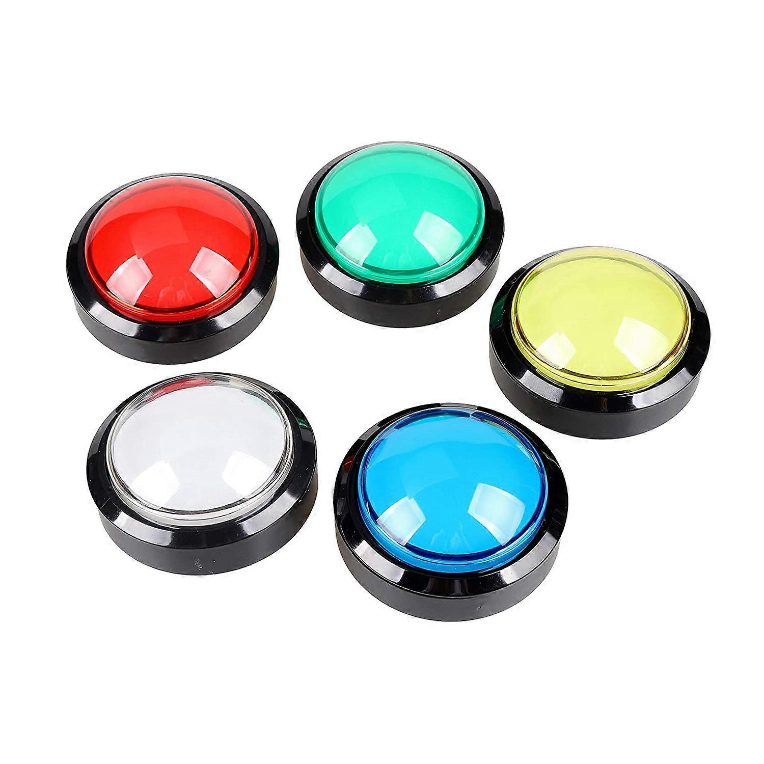 6 Cm Led-taste Für Arcade-automaten, 5er-pack Runde Beleuchtete Schalter, Ideal Für Videospielkonsolen Und Unterhaltungsautomaten, 60 Mm, Kompatibel Mit Retro-spielsystemen.