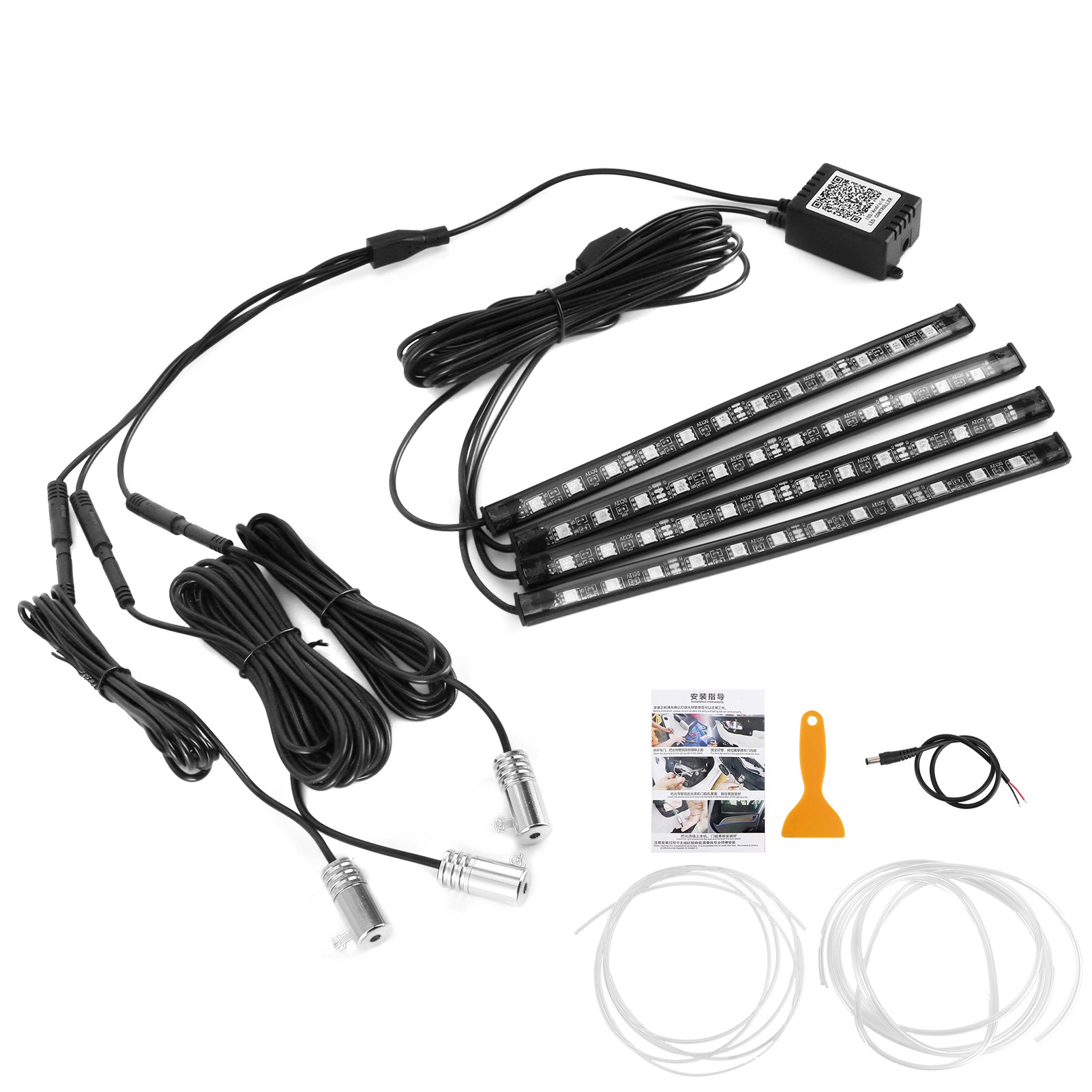 Ip65 Wasserdichte Kabellose Led-stimmungsleuchte Für Die Autoinnenausstattung, 3er-set Mit Lichtstreifen.