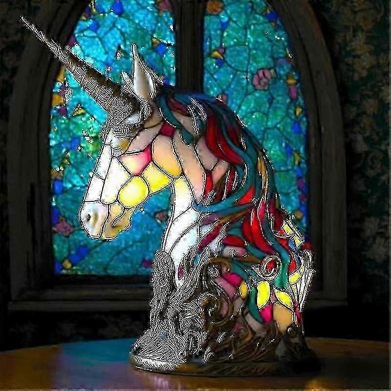 Bunte Elefanten-tischlampe Aus Kunstharz, Tiffany-stil, Künstlerisches Nachtlicht, Originelles Geschenk, 30 Cm