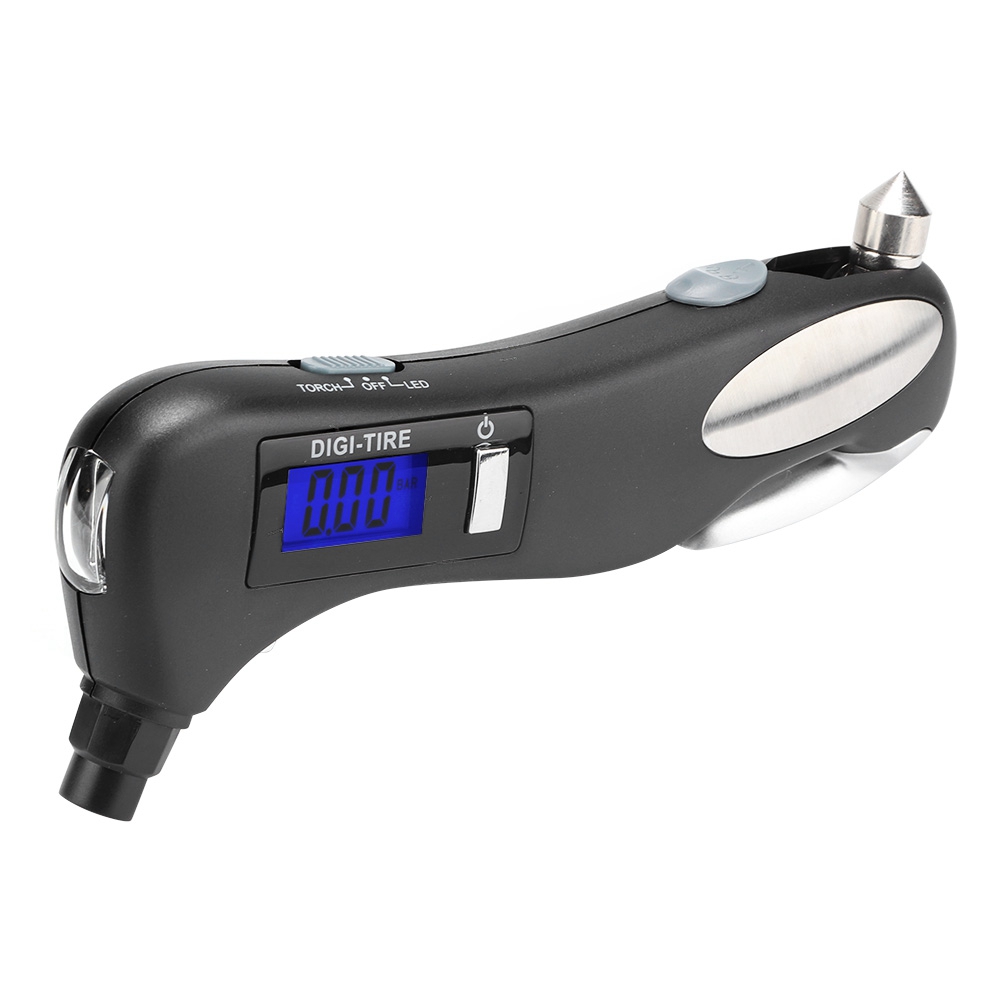 Multifunktionale Autotaschenlampe, Sicherheitsleuchte Für Den Außenbereich, Reifendruckmesser, Gurtschneider