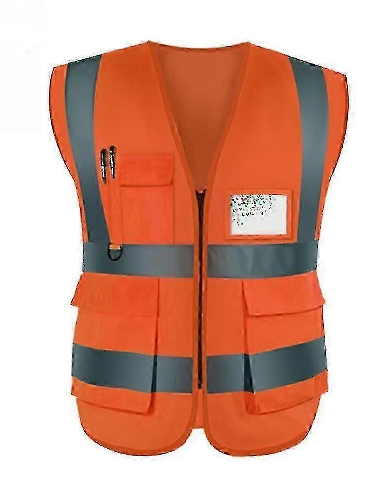 Reflektierende Sicherheitsweste Mit Reißverschluss Und Taschen - Hohe Sichtbarkeit Für Damen Und Herren, Ansi/isea-zertifiziert, Fluoreszierende Jacke Mit Retroreflektierenden Streifen.