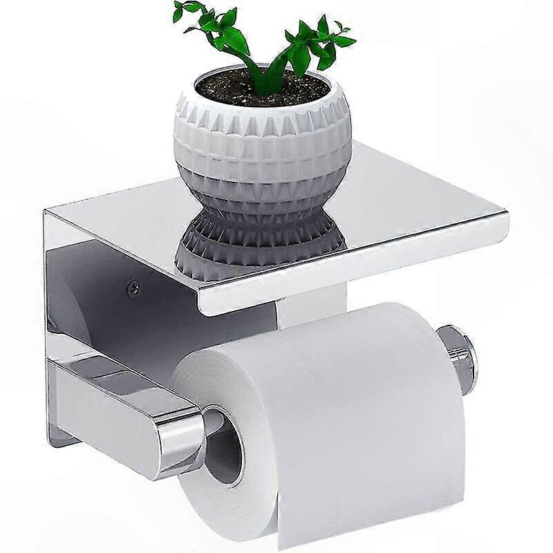Selbstklebender Toilettenpapierhalter, Edelstahlspender Mit Ablage, Bohrfreie Montage, Rostfrei Fürs Badezimmer