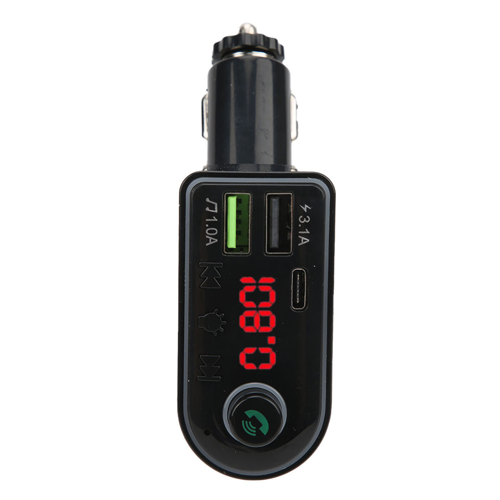Bluetooth 5.0 Mp3 Fm-transmitter Mit Digitalanzeige, Mehrfarbiger Ambientebeleuchtung Im Innenraum Und Freisprechfunktion.