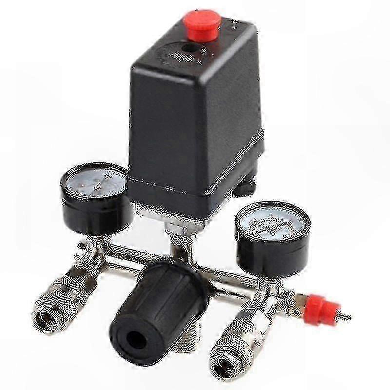 Kompressor-manometer Mit Zweifarbiger Druckanzeige, Integriertem Regler, Präziser Einstellung, Für Luftpumpe, Schlauch, Werkzeug, Druckregelung, Robust, Werkstatttauglich.