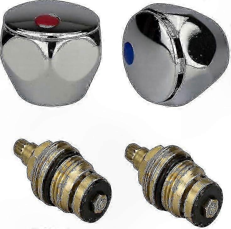 Ersatz-warm- Und Kaltwasserarmatur, 1/2 Zoll, Rot-blaue Chromoberfläche, Robuste Metallkonstruktion, 2er-pack Für Einfache Renovierung