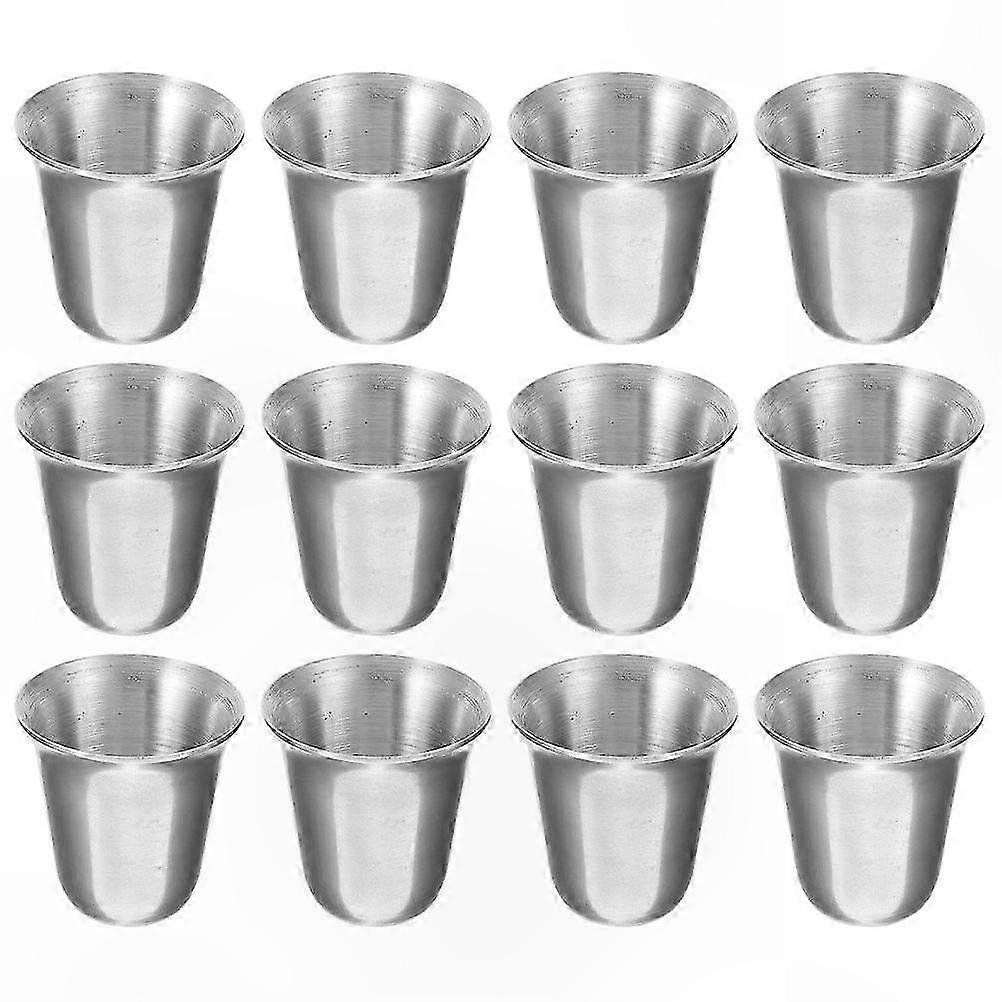 Set Aus 12 Robusten Edelstahlbechern, Ideal Für Partys Und Veranstaltungen, Glänzende Oberfläche, Vielseitig Einsetzbar, Set Aus Langlebigen Metallgläsern.
