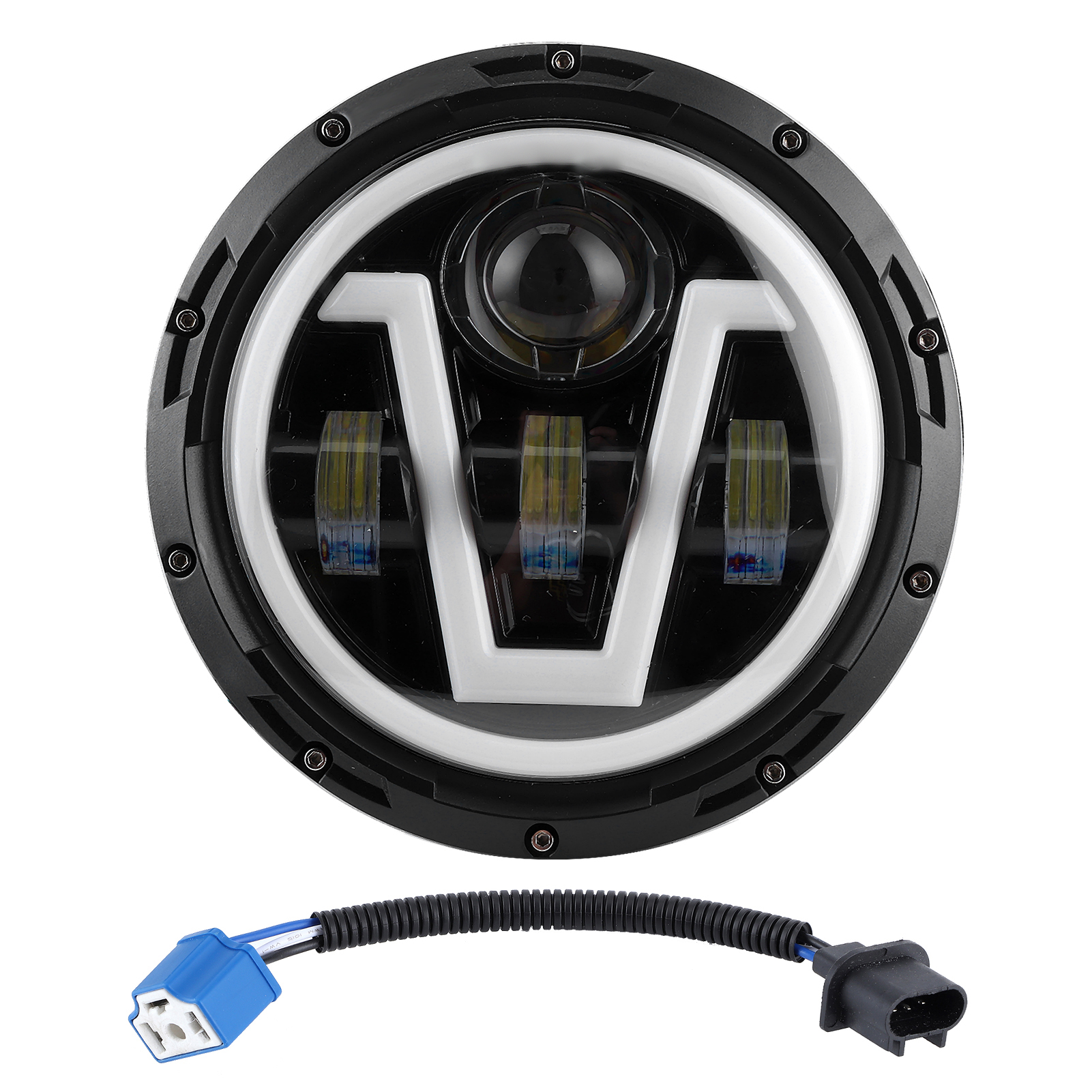 Runder 7-zoll-led-scheinwerfer, Weiß/gelb, Wasserdicht Nach Ip67, Kompatibel Mit Jeep Wrangler Jk 2007-2018