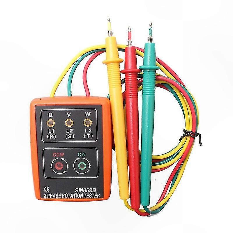 Dreiphasen-phasenrotationsprüfer Mit Krokodilklemmen, Led-anzeige Und Akustischem Alarm Für 60v- Bis 600v-systeme, Werkzeug Zur Überprüfung Der Phasenfolge.