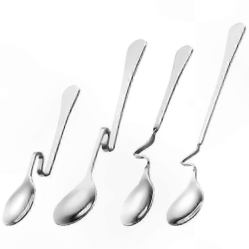 Set Mit 4 Edelstahl-rührlöffeln Für Kaffee, Tee, Honig Und Andere Getränke, Langlebige Und Stilvolle Rührlöffel.
