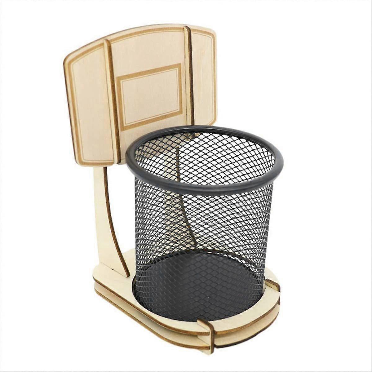 Handgefertigter Stiftehalter Aus Holz, Stifteständer Im Basketballkorb-design, Schreibtisch-organizer Für Stifte Und Kugelschreiber