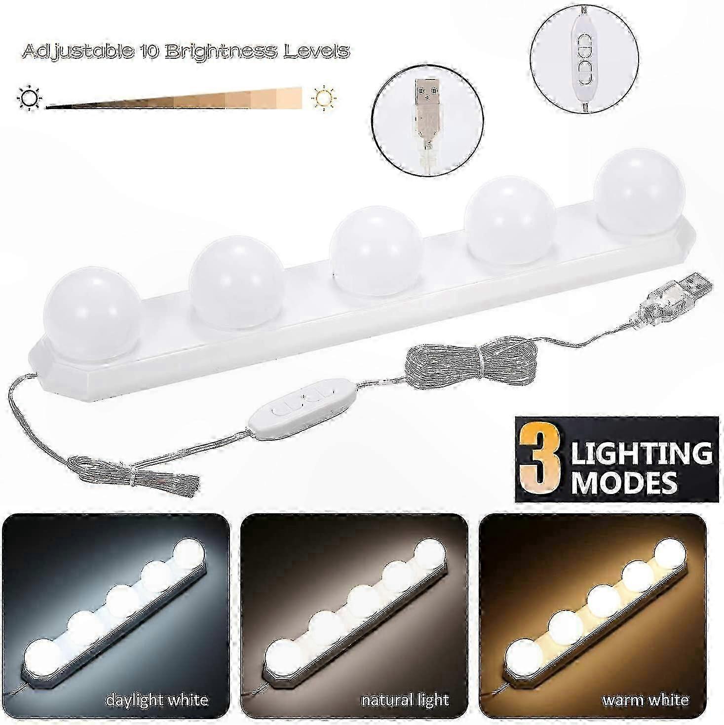 Dreifarbiger Usb-schminkspiegel Mit 5 Led-lampen Für Optimale Schönheitsbeleuchtung
