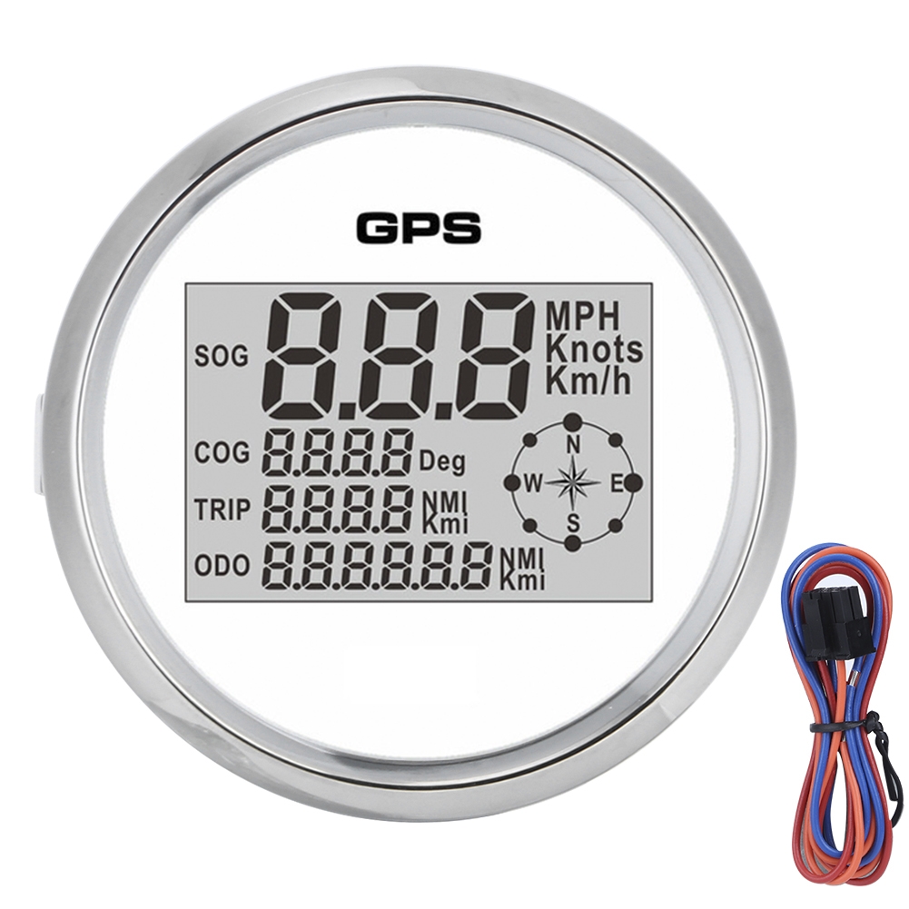 Gps-tachometer/kilometerzähler 85 Mm, 0–999 Knoten/km/h/mph, Für Boote, Lkws, Motorräder Und Autos Mit Hintergrundbeleuchtung, 12 V/24 V