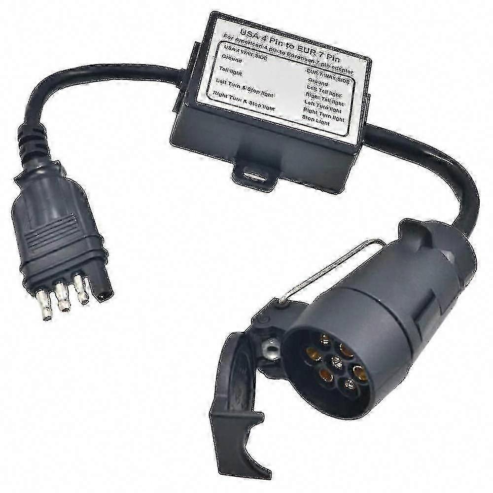 7-poliger Runder Anhängerlichtadapter Auf 4-poligen Flachen Us-stecker, Europäischer Signalwandler Für Anhängerkupplung, Universeller Kontrollleuchtenanschluss, 12 V, Kompatibel Mit Importierten Fahrz