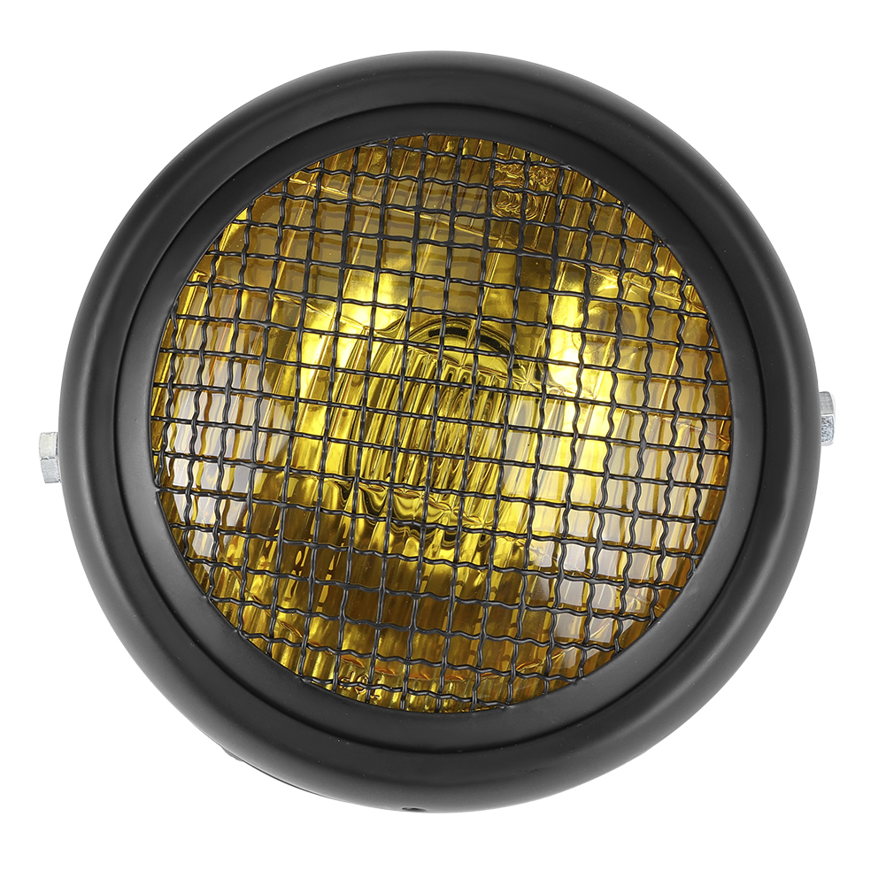 Retro-motorradscheinwerfer 7 Zoll 55w Halogen, Hochhelles Gelbes Glas, Frontgrillleuchte.