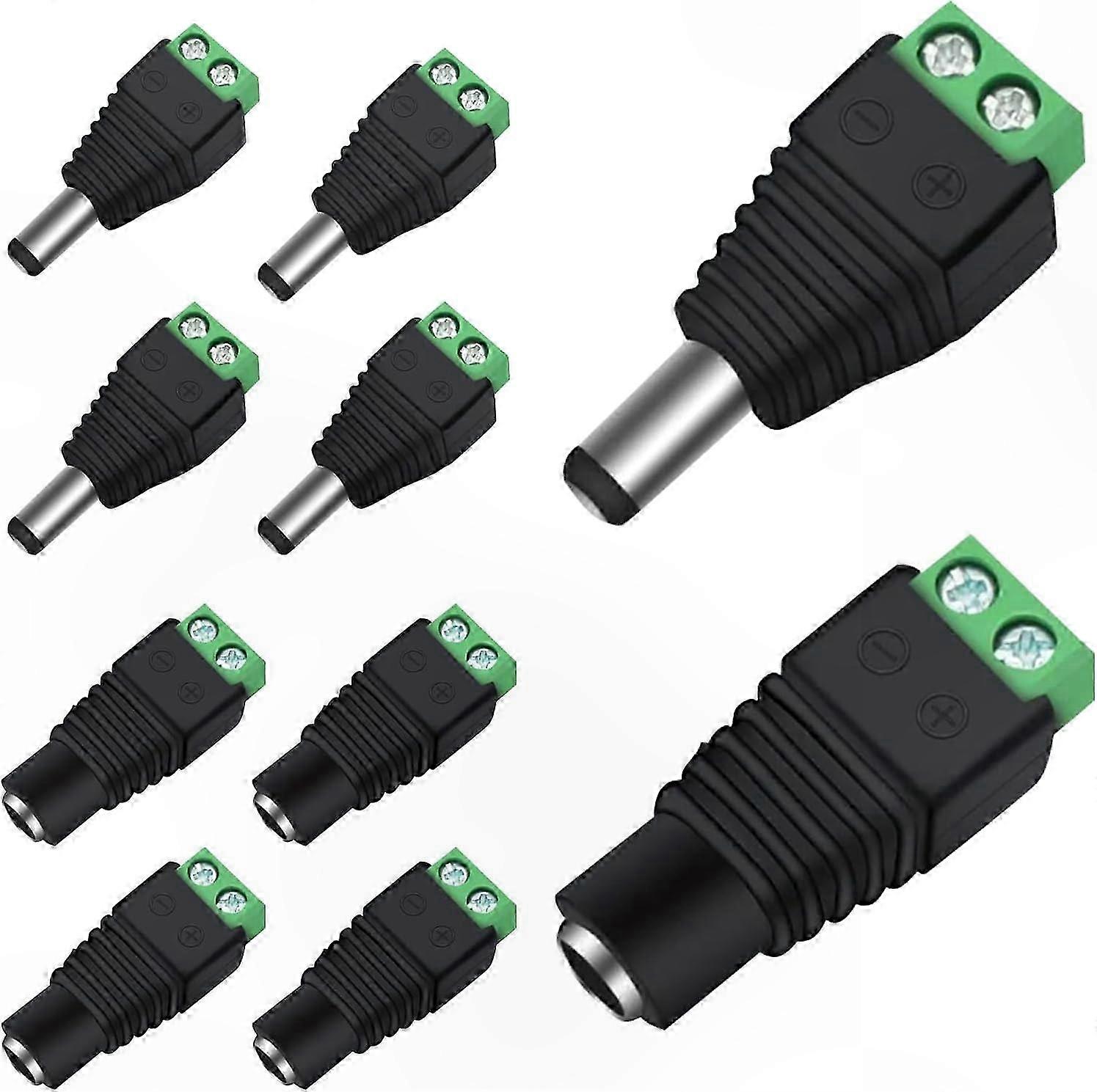Dc-steckverbinder 5,5 X 2,1 Mm – 5 Paar Stecker/buchsen Für Led-streifen, Überwachungskameras Und 5-v- Bis 36-v-geräte, Inklusive Steckeradapter