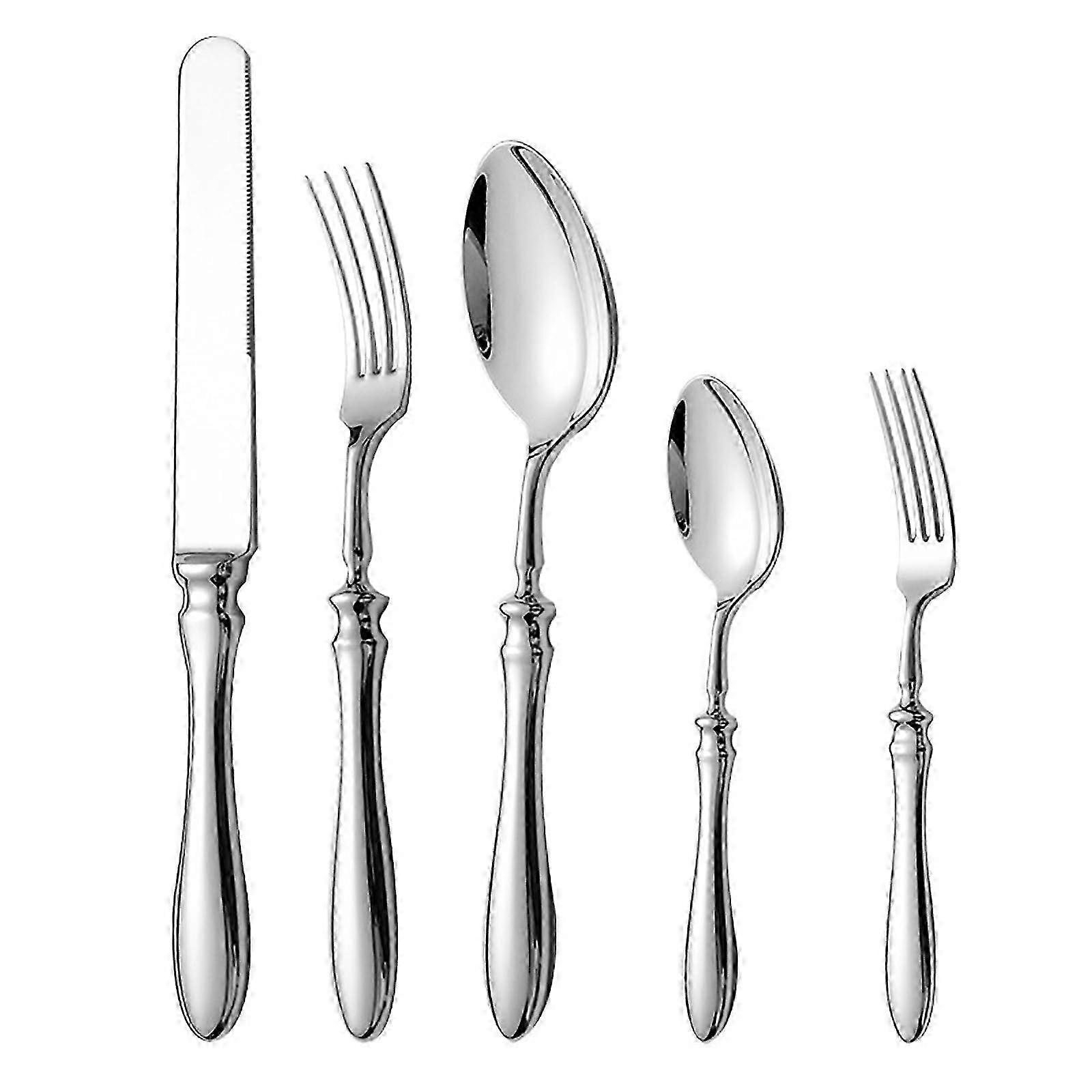 Steakmesser, Gabel Und Löffel Aus Edelstahl, 8-teiliges Set – Minimalistisches Retro-design, Robustes Besteck Für Sofra-geschirr, Elegantes Tischservice.