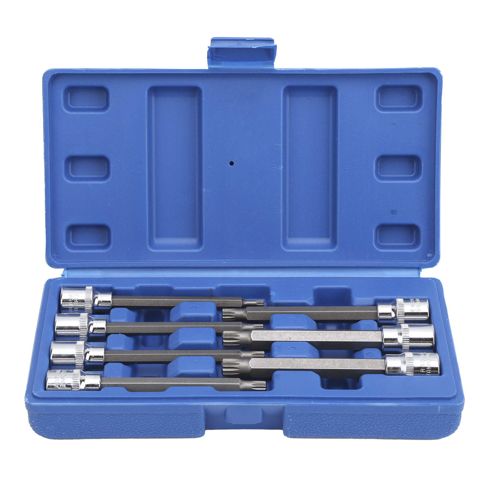 Satz Mit 7 Extra Langen, Geriffelten Steckschlüsseln M4-m10, 3/8"-vierkantantrieb, Mit Koffer, Kfz-reparaturwerkzeug