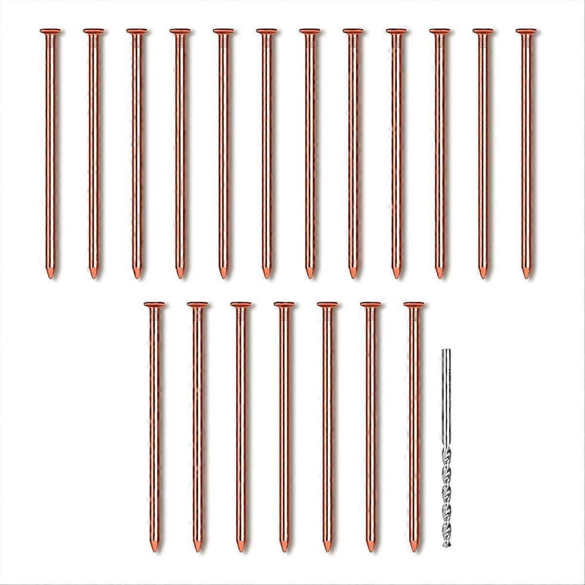 25 Nägel Aus Reinem Kupfer, 8 Cm Lang, Set Mit Bohrer