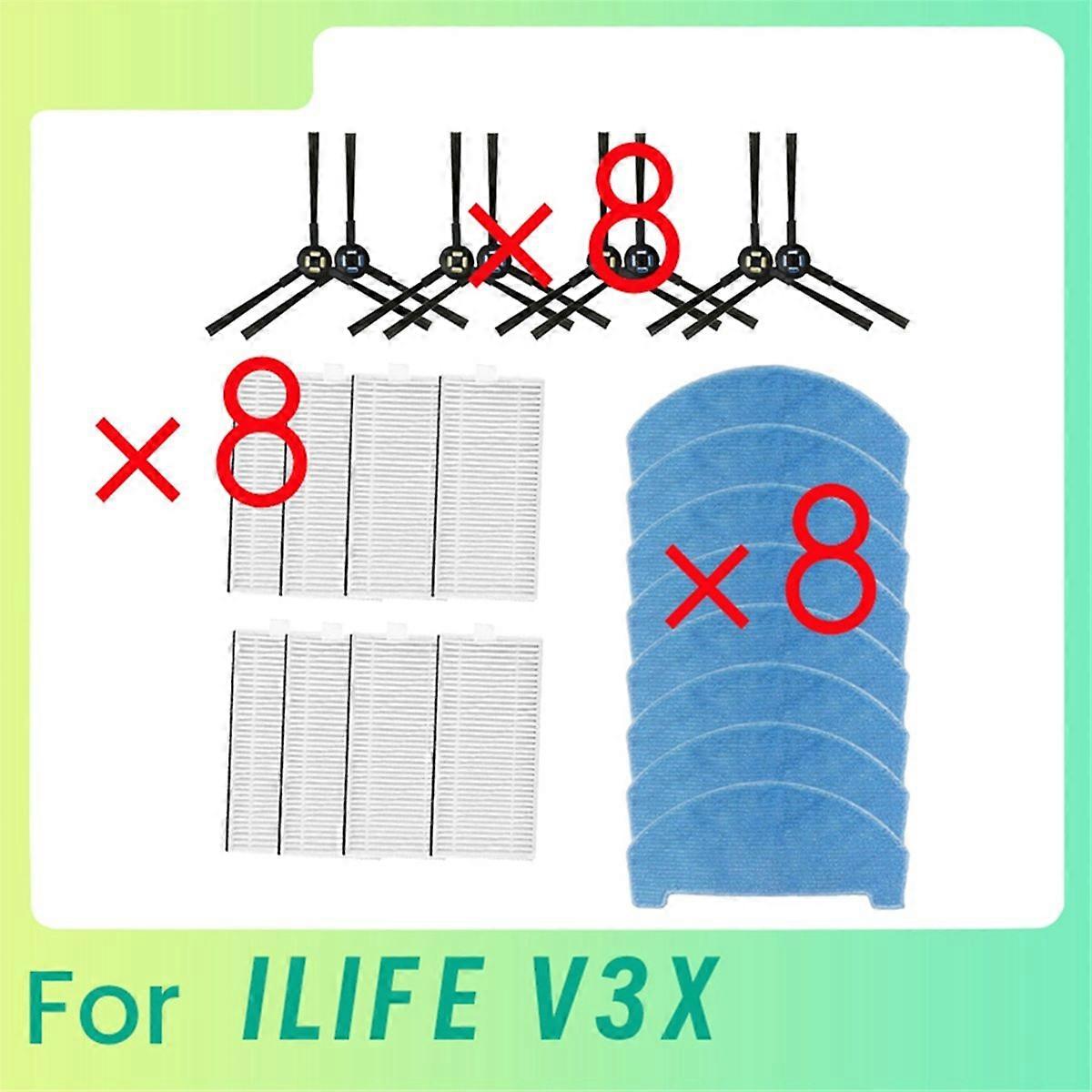 24-teiliges Seitenbürsten- Und Filterset Für Den Saugroboter V3x, Ersatzreinigungsbürsten Und -filter, Bürstenset Für Automatische Reinigungsgeräte, Zubehör Kompatibel Mit V3x