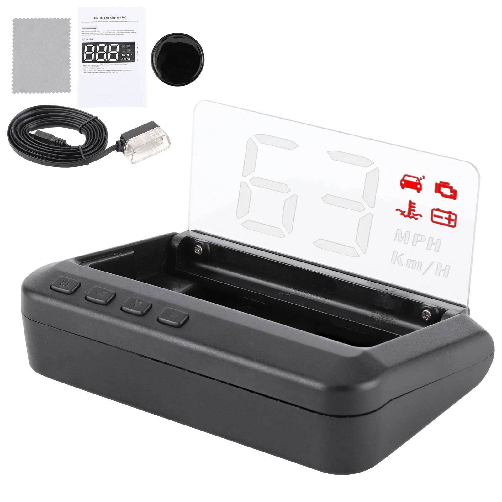 3-in-1 Multifunktions-hud-head-up-display: Geschwindigkeit, Wassertemperatur, Spannung, Obd-projektor