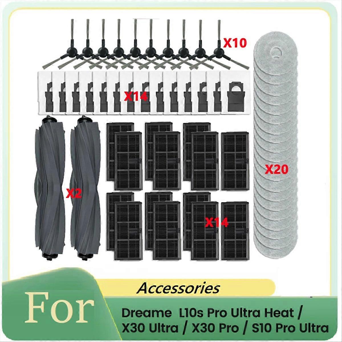 Packung Mit 60 Seitenbürsten, Filtern Und Staubbeuteln Für Saugroboter, Kompatibles Ersatzzubehör, Komplettes Wartungsset, Ideal Für Die Tägliche Reinigung, Hochleistungsmotor, Langlebige Teile, 60-te