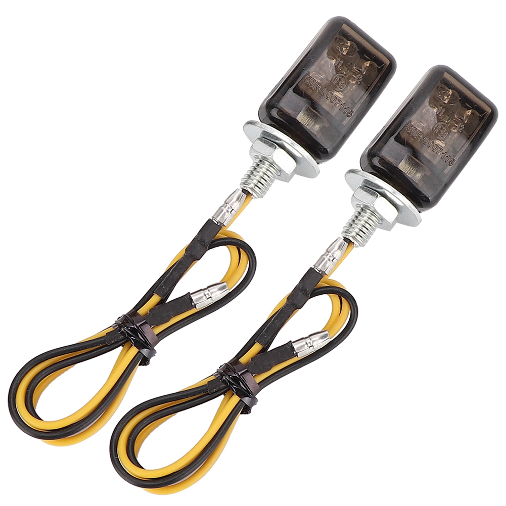 2 Universelle Mini-led-blinker In Gelb Für Motorräder, Getöntes Schwarzes Autozubehör