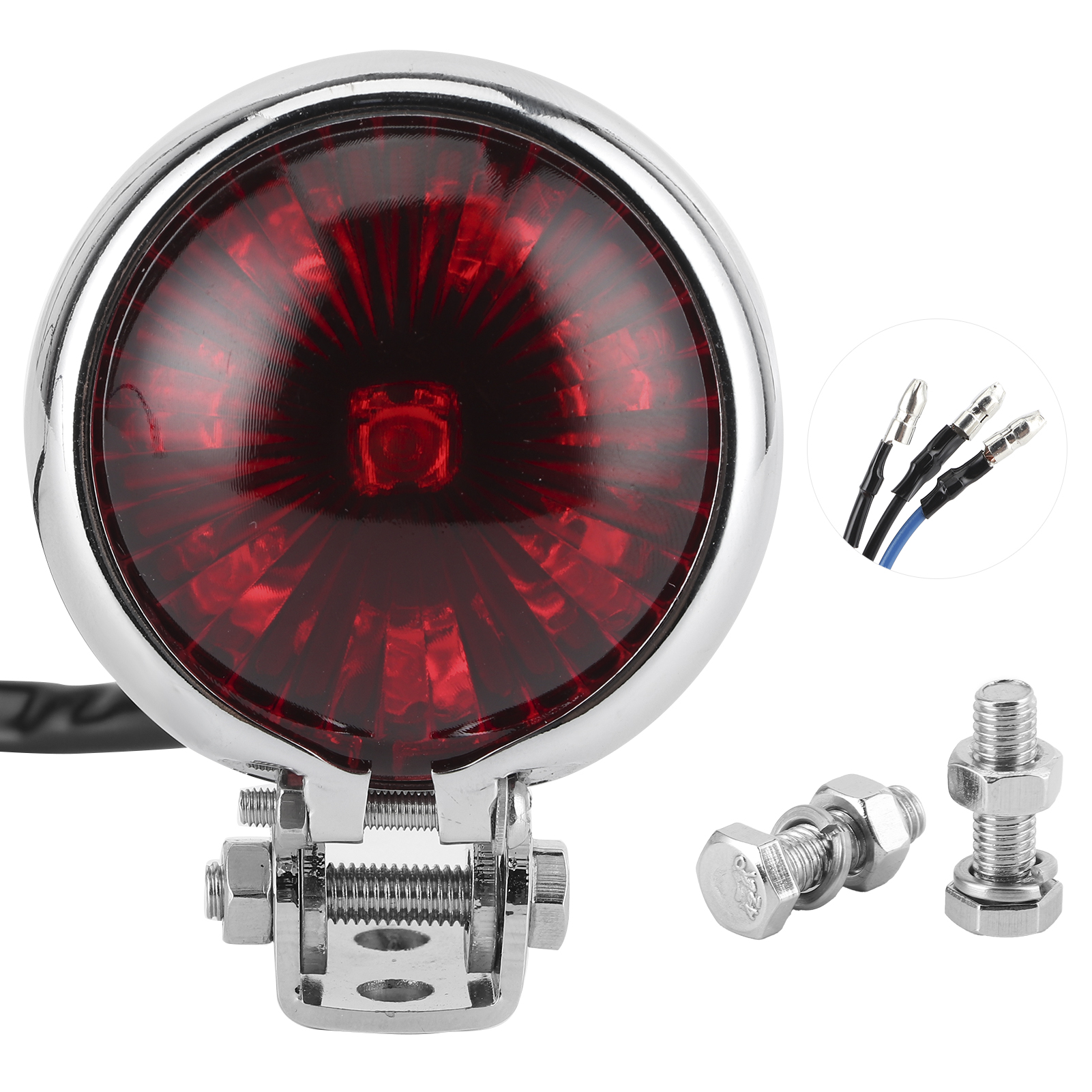 Led-rücklicht Mit Universellen Befestigungsschrauben Für 12-v-motorräder, Rot Galvanisierte Linse