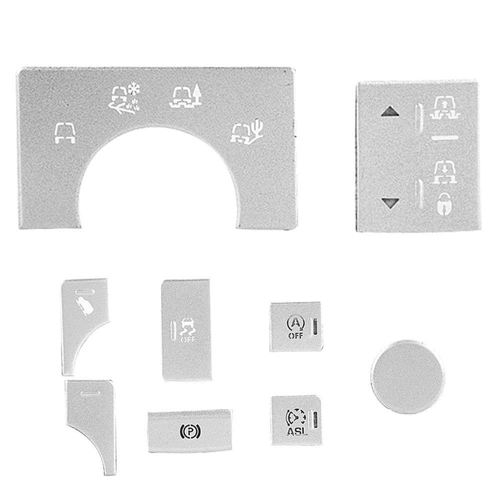 9-teiliges Set Aus Aluminiumaufklebern Für Die Tasten Der Mittelkonsole Im Fahrzeuginnenraum, Kompatibel Mit Land Rover 2014-2017