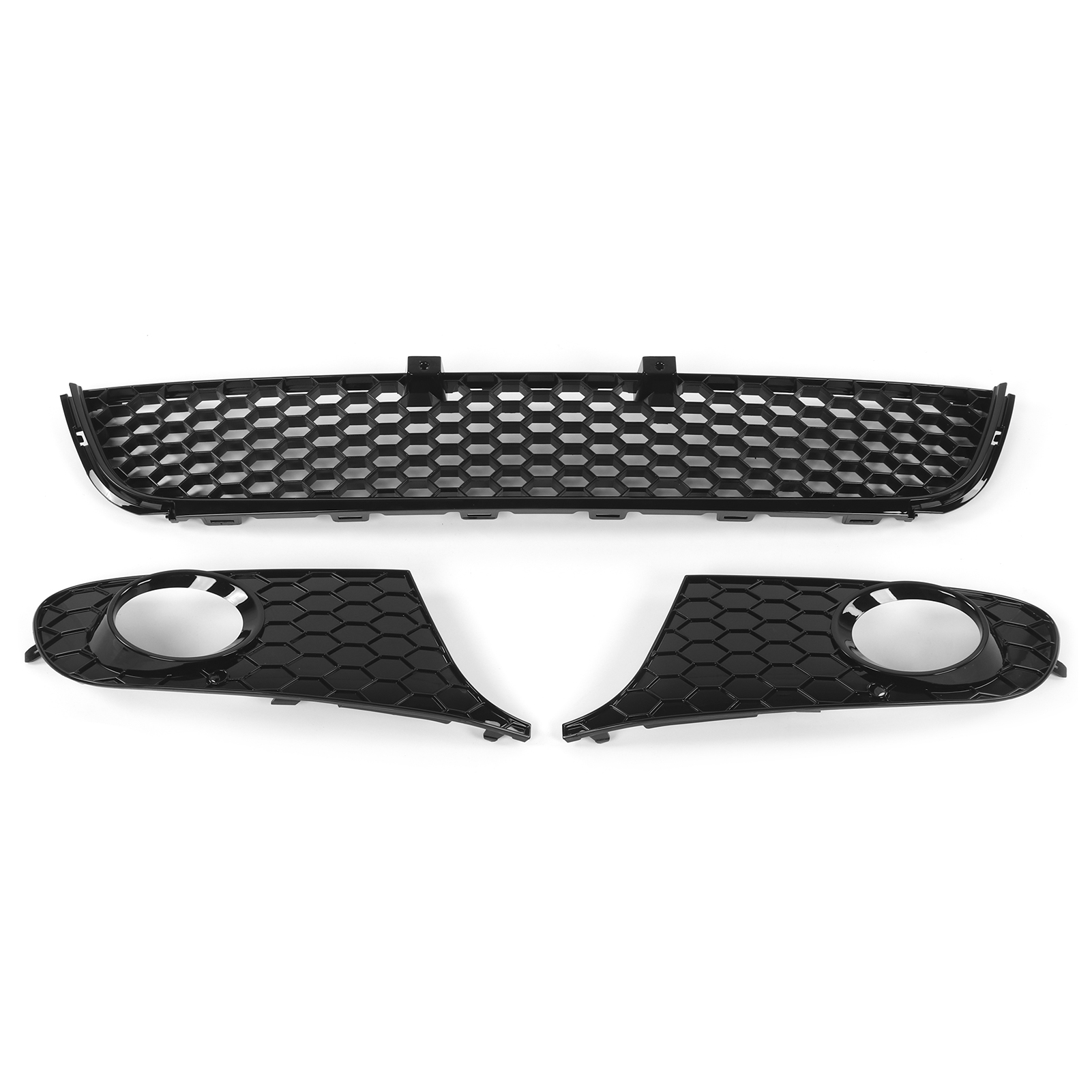 Frontgrill Unten In Glänzendem Schwarz Mit Wabenmuster Und Nebelscheinwerfergittern, Kompatibel Mit Dem Standard-mk6 2009-2013