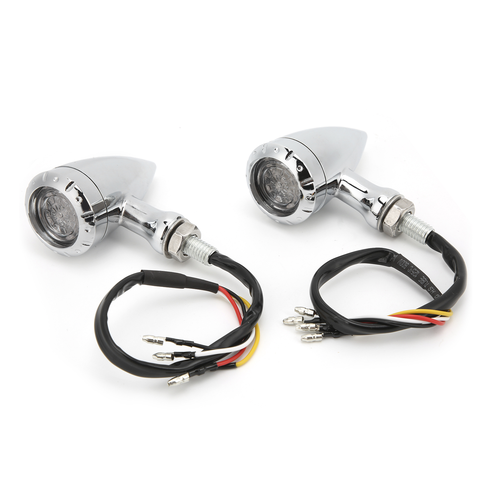 2 Retro-led-motorradblinker, Rot-gelbes Chromgehäuse, Universell