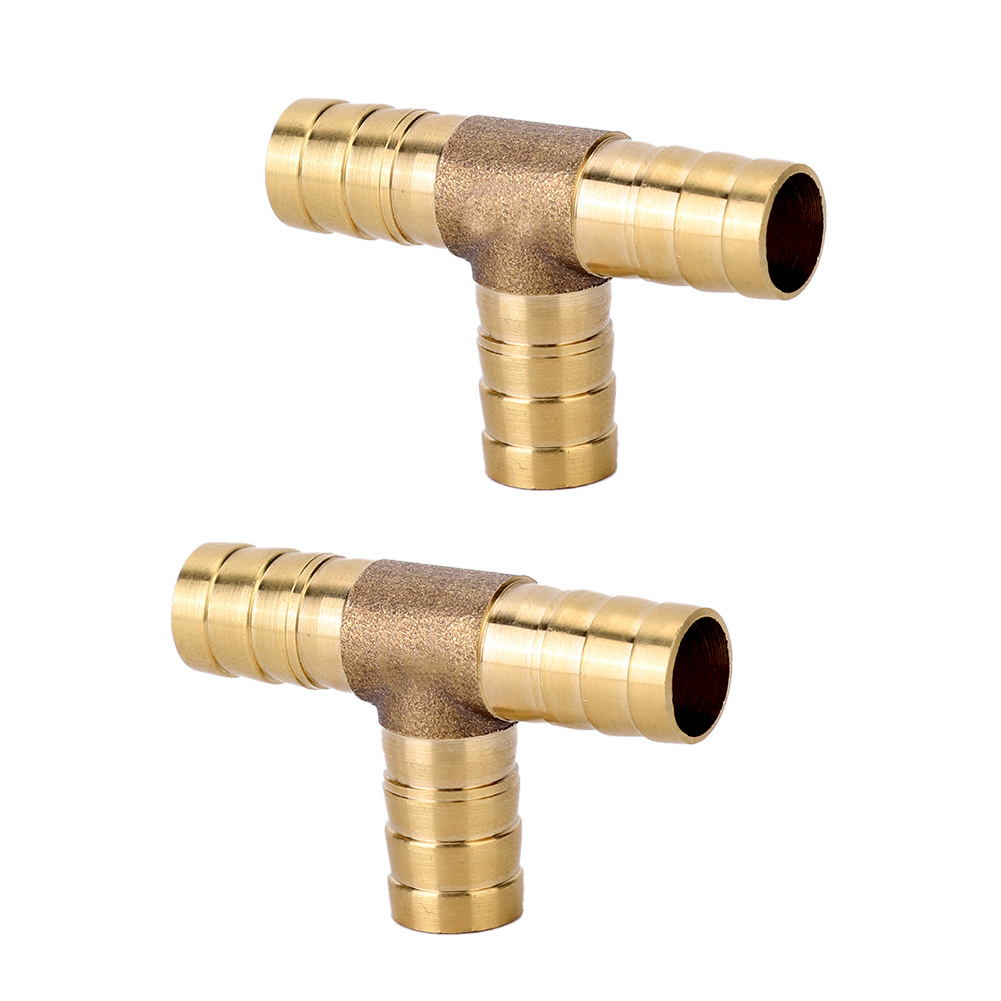 Dreiwege-messing-t-stück (12 Mm) Mit Schlauchanschluss – Geeignet Für Gas, Wasser, Luft Und Kraftstoff – 2er-pack