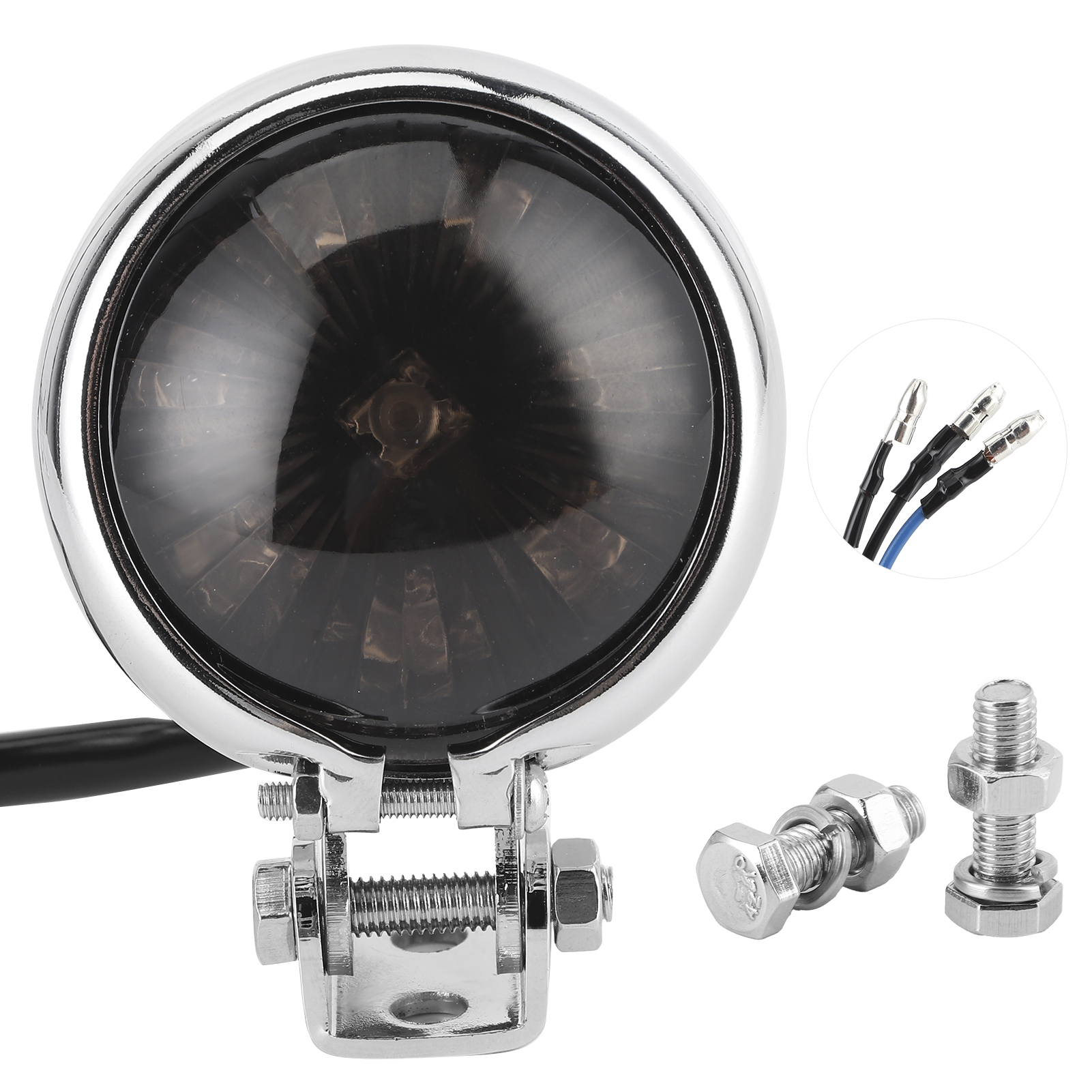 Led-rücklicht Mit Universeller Befestigungsstange Für 12-v-motorräder, Verchromte, Getönte Linse, Rücklichtbirne Mit Befestigungsschrauben
