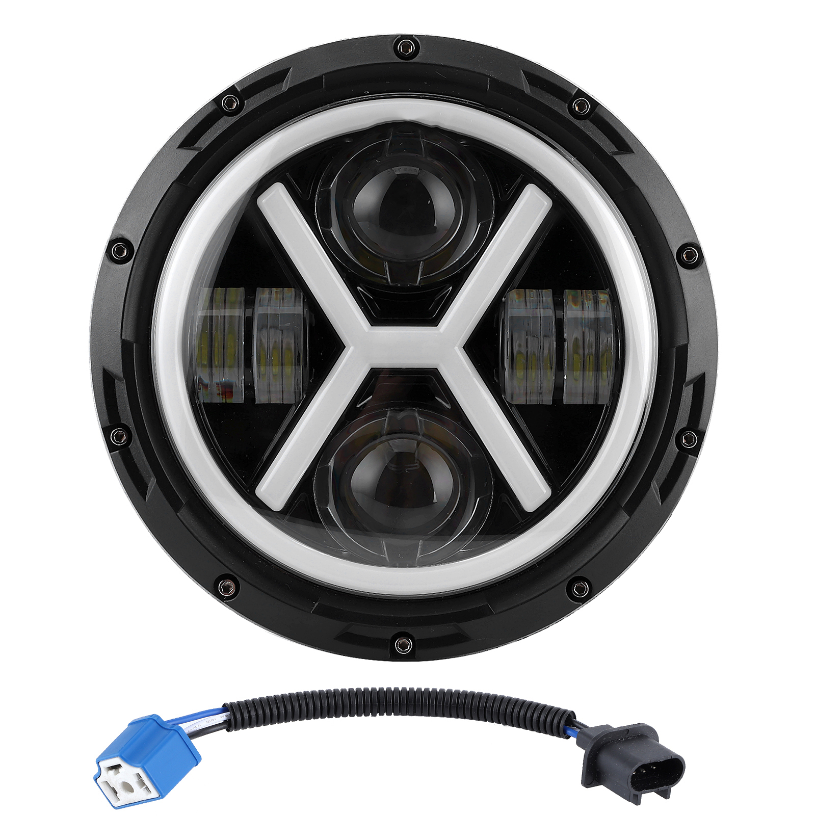 Runder 7-zoll-led-scheinwerfer Vom Typ X, Weiß/gelb, Für Jeep Wrangler