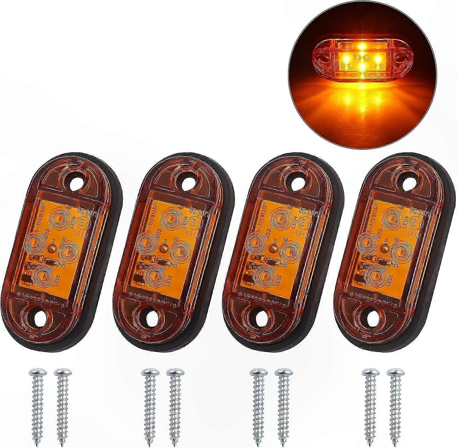 Universelle 12v/24v Led-positionsleuchten In Gelb Für Anhänger, Transporter, Wohnwagen, Lkw Und Reisebusse – Wasserdichte Front-/seitenmarkierungsleuchten, Blinkende Positionsleuchten, 2 Stück