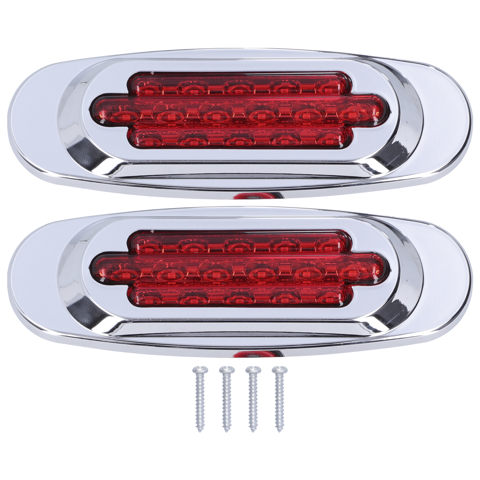 Paar 16-led-seitenleuchten, Chromleiste, Externe Blinker Für 12v/24v Pickup-trucks, Rote Linse.
