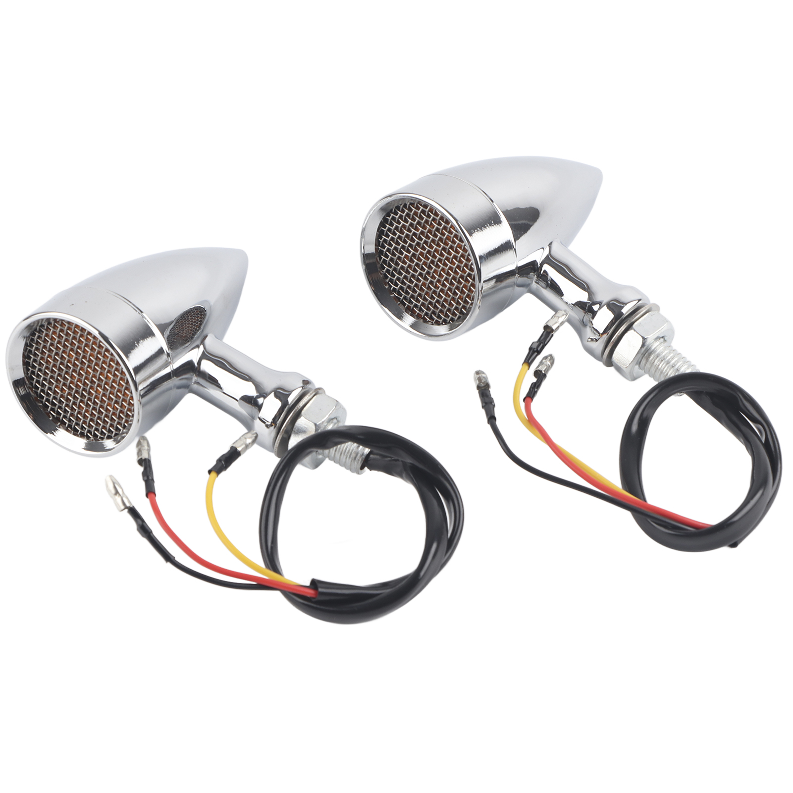 2 Led-motorradblinker, 12 V, 10 Mm, Gelb, Verchromtes Gehäuse, Universell