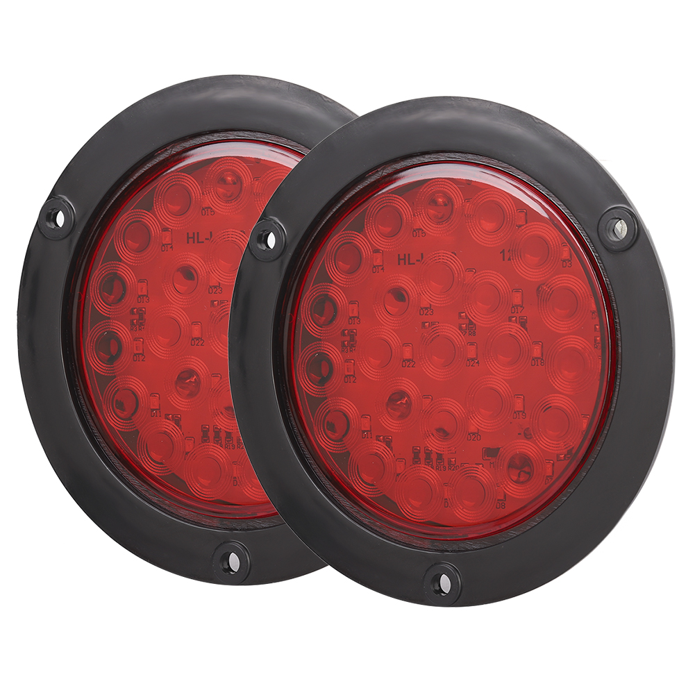 2x 24 Leds 4 Zoll Wasserdichte Runde Kunststoff-seitenmarkierungsleuchten Für Anhänger-lkw-rückleuchten
