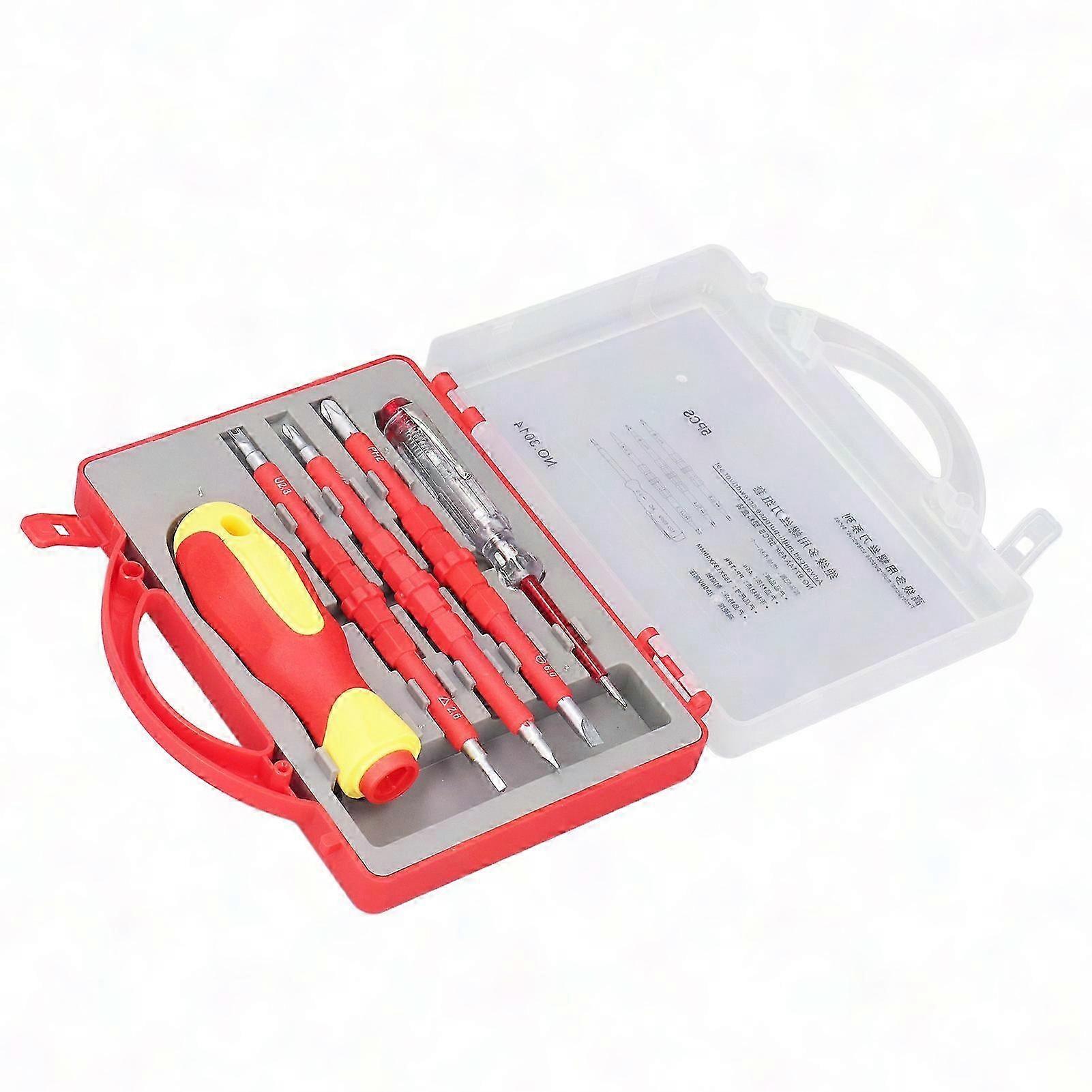 Set Mit 5 Isolierten Elektrikerschraubendrehern, 500 V, Magnetische Kreuzschlitzbits, Robuster Profi-koffer, Rutschfester Griff, Für Den Harten Einsatz