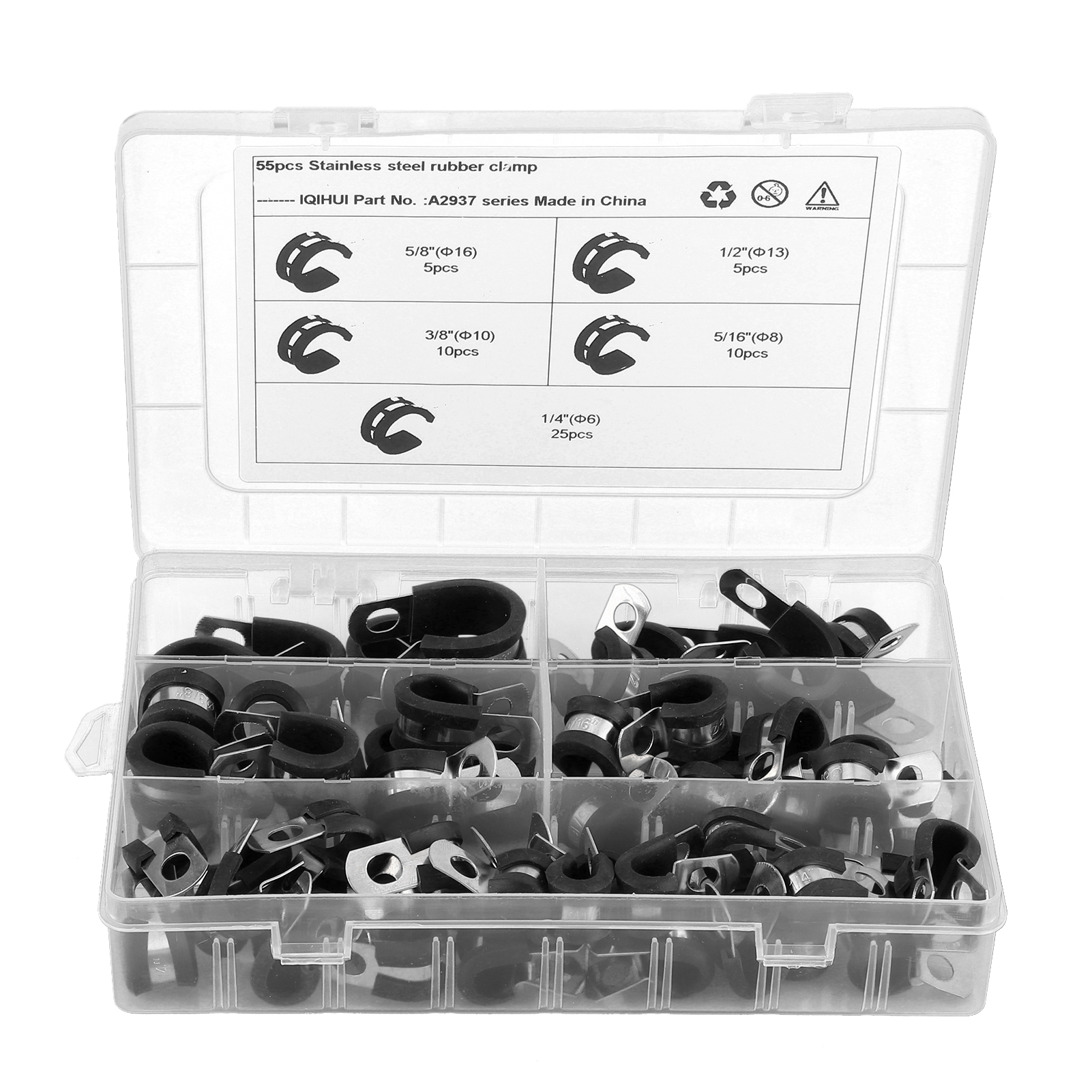 Packung Mit 55 Isolierten, Gepolsterten Edelstahl-schlauchschellen Für Auto- Und Bootsschläuche