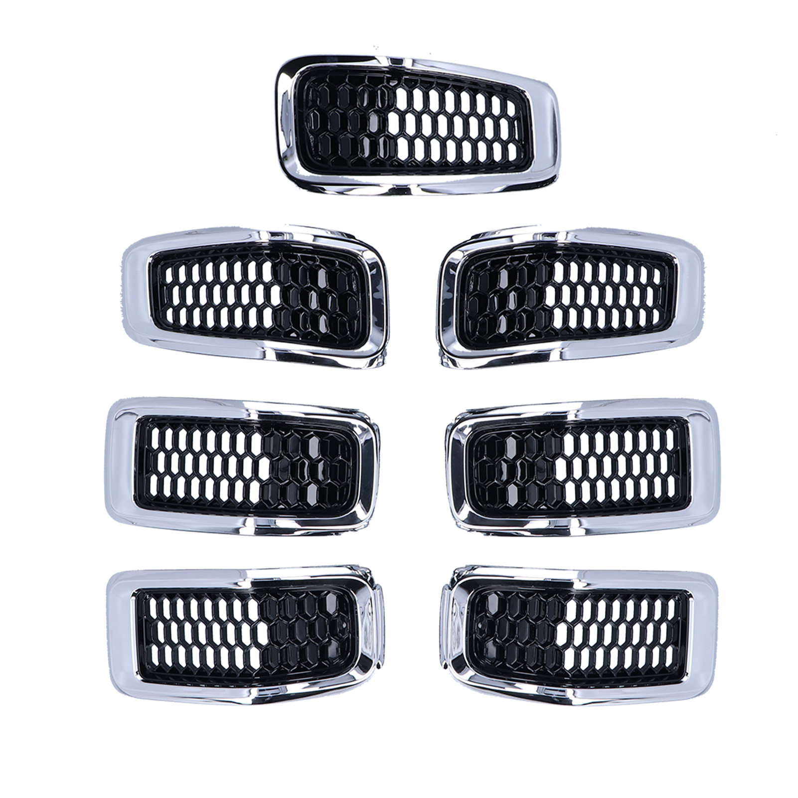 7-teiliges Frontgrill-zierleisten-set Mit Chromschutz, Kompatibel Mit Jeep Cherokee 2014-2018 Rahmenzubehör