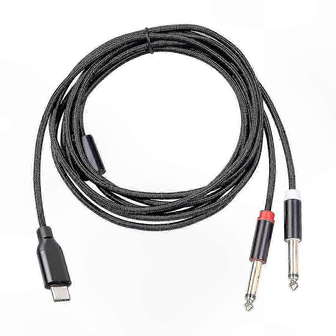 Usb-typ-c-auf-dual-6,35-mm-kabel Für Smartphones Und Multimedia-geräte, Stereo-audioanschluss, Adapterkompatibel