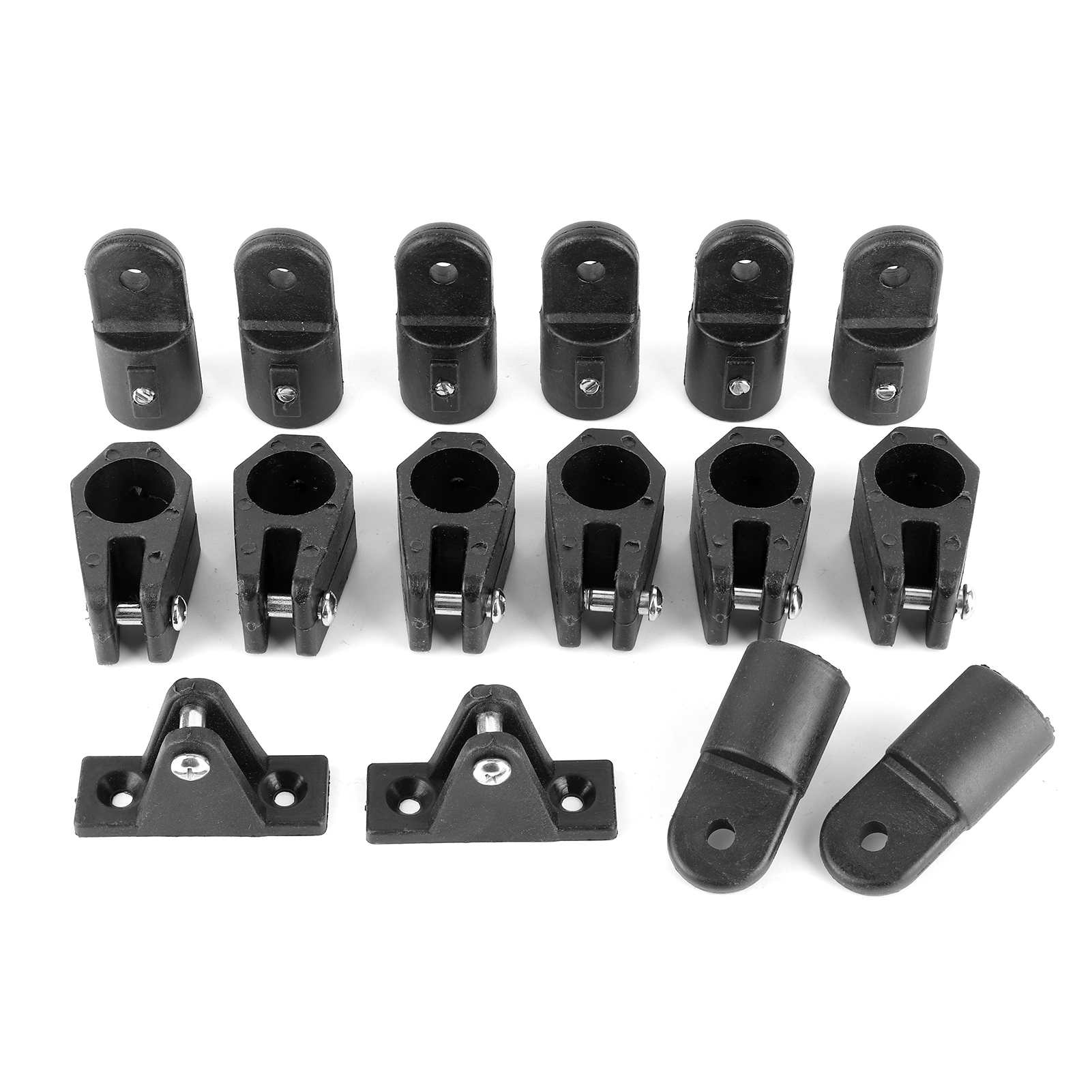 Set Mit 16 Nylon-beschlägen Für Bootsdecks: Scharniere, Gleiter, Ösen, Endkappen Für 22 Mm/7/8 Zoll Rohre